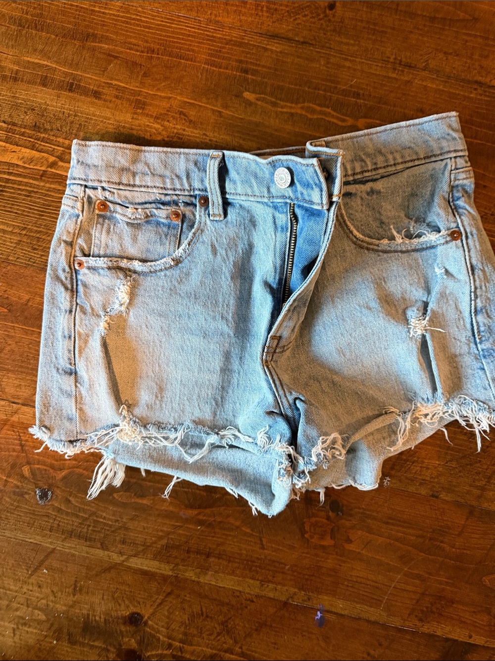 Abercrombie & Fitch Light Blue Distressed Denim Cutoff Shorts